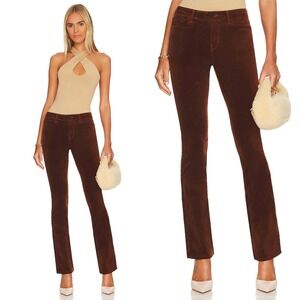 L'AGENCE Stevie Velvet Jeans Straight Leg Nubuck Brown Size 32 High Waisted Chic